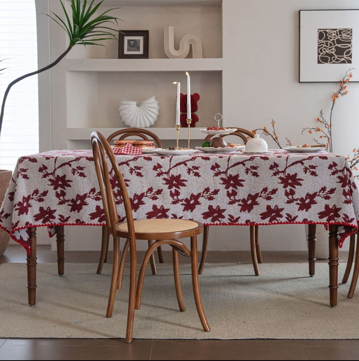 テーブルクロス 樫の葉模様の厚手ジャガード織りテーブルクロス用布