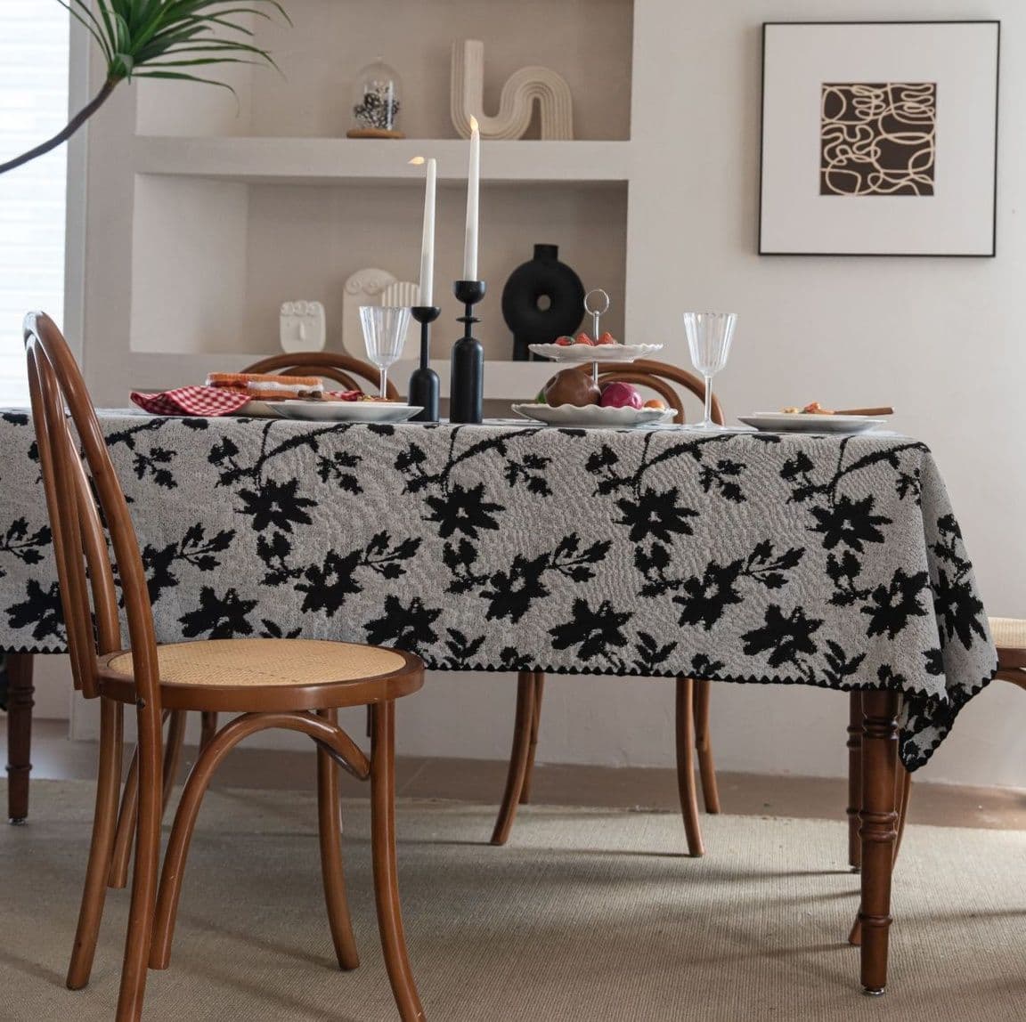 テーブルクロス 樫の葉模様の厚手ジャガード織りテーブルクロス用布