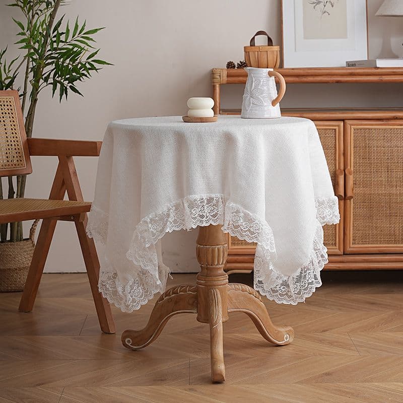 テーブルクロス 繊細な花柄レース縁取り上品テーブルクロス布