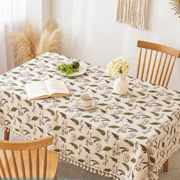 植物標本柄タッセル付きテーブルクロス