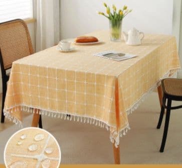 テーブルクロス リネン フリンジ付き防水仿麻テーブルクロス