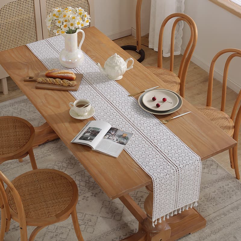 テーブルクロス 綿レース編み タッセル付きセンタークロス