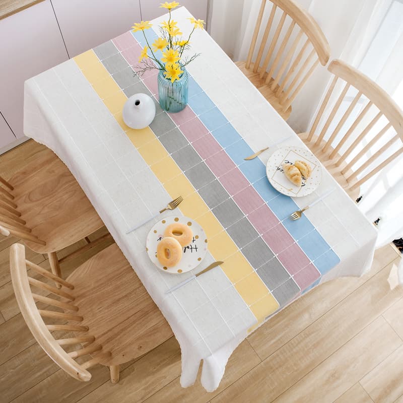 テーブルクロス 北欧風パステル縦縞模様テーブルクロス布
