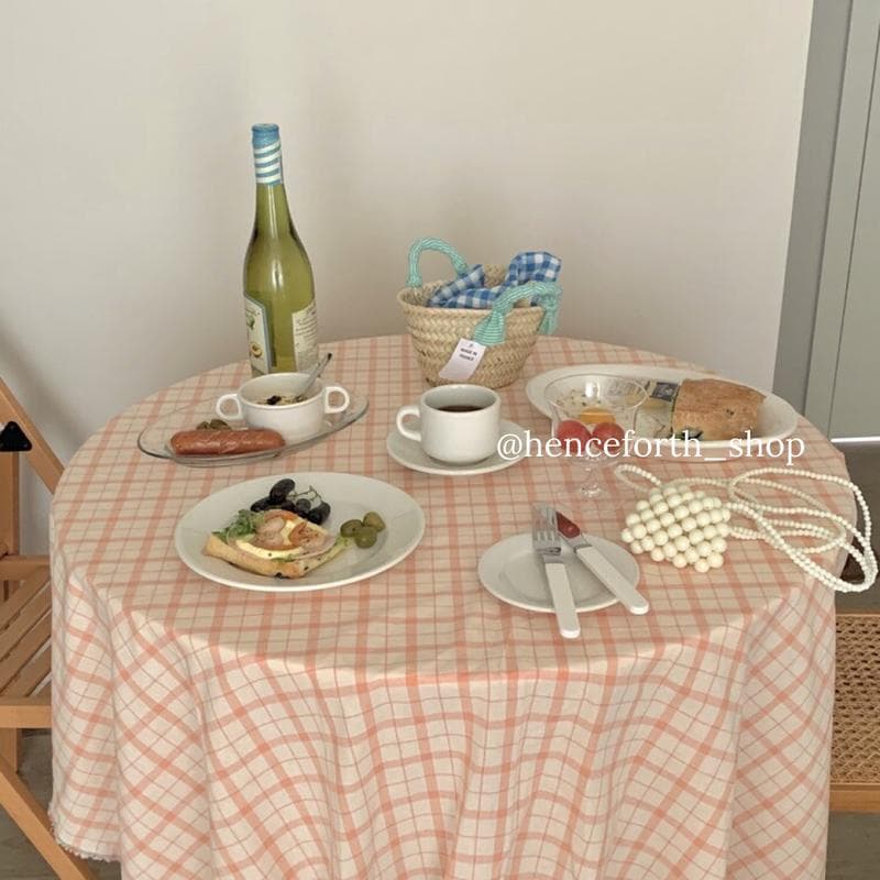 テーブルクロス 優しい格子の朝食テーブルクロス