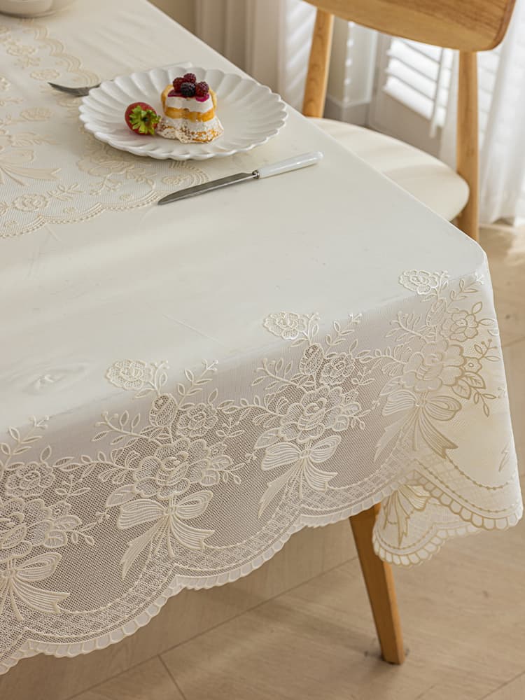 優雅な花柄レース テーブルクロス