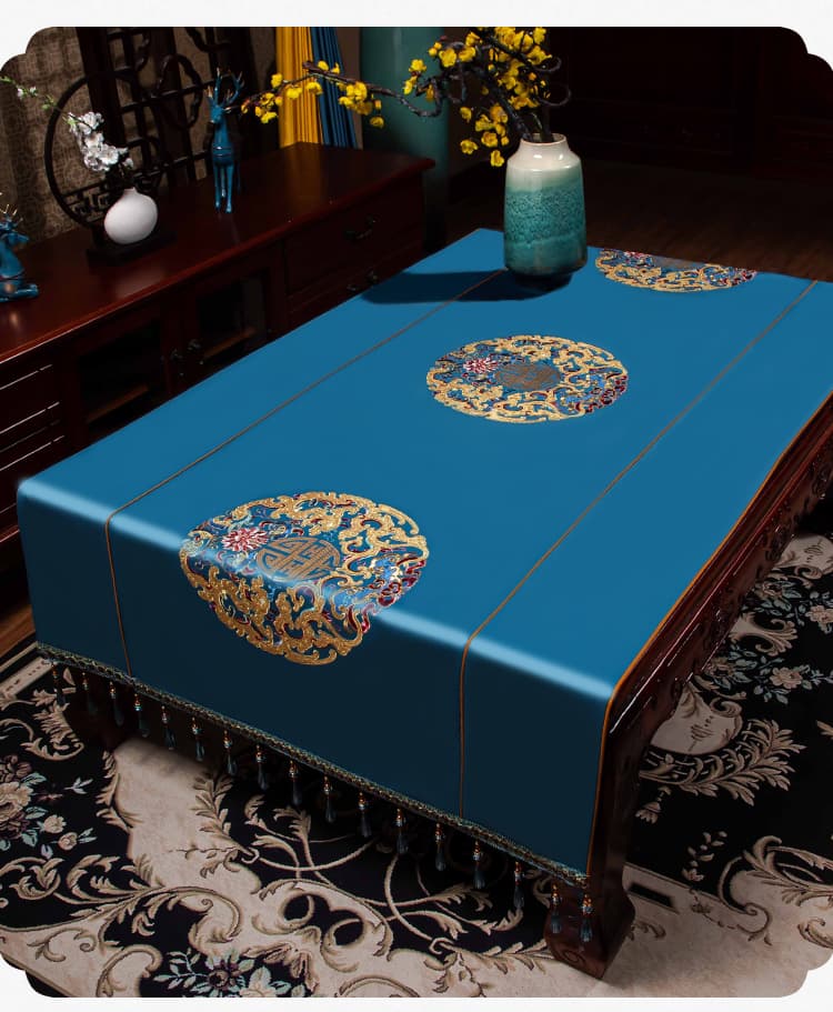 テーブルクロス クッションビニール 高級刺繍入りテーブル掛け