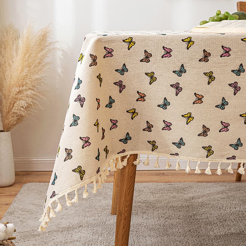 植物標本柄タッセル付きテーブルクロス