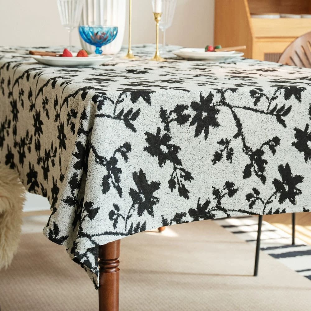 テーブルクロス 花模様シルエット織りテーブルクロス布
