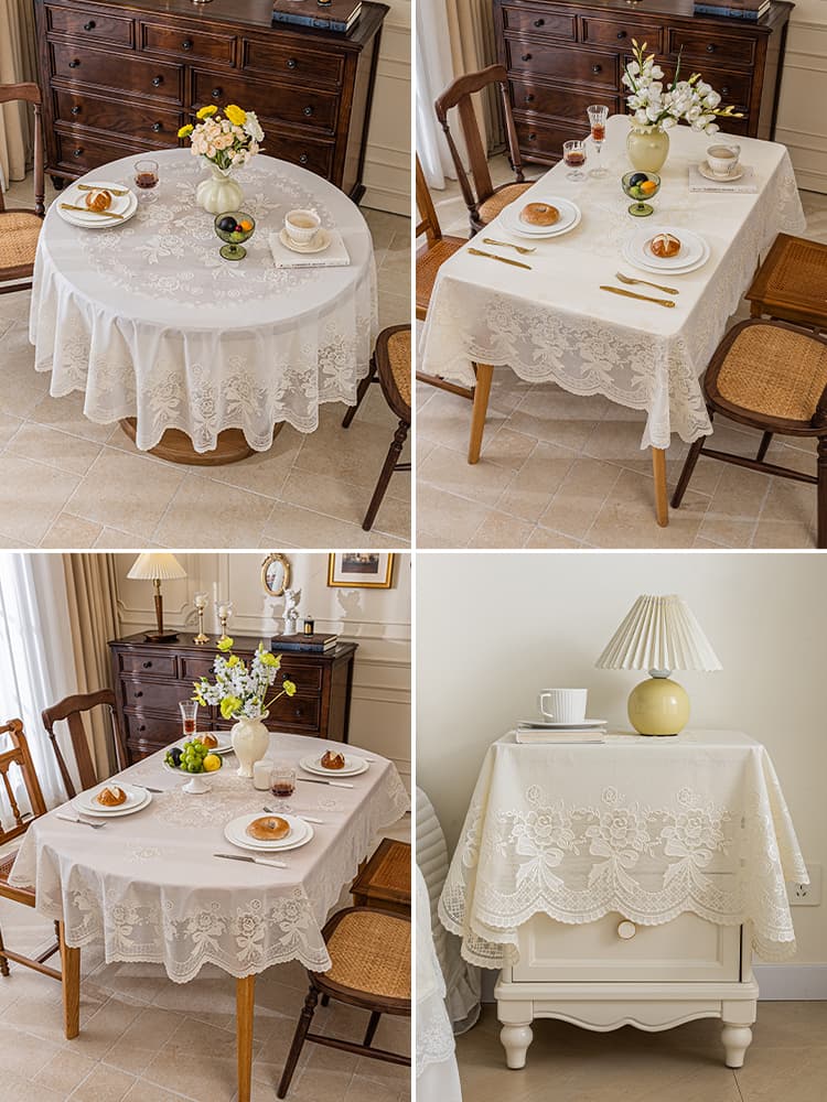 優雅な花柄レース テーブルクロス