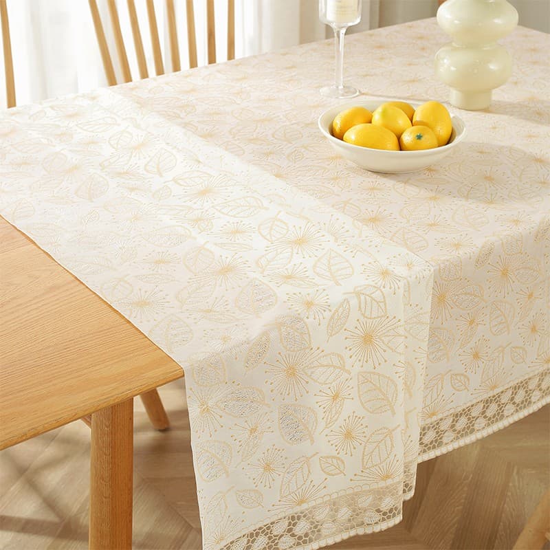 テーブルクロス リーフ柄ゴールド