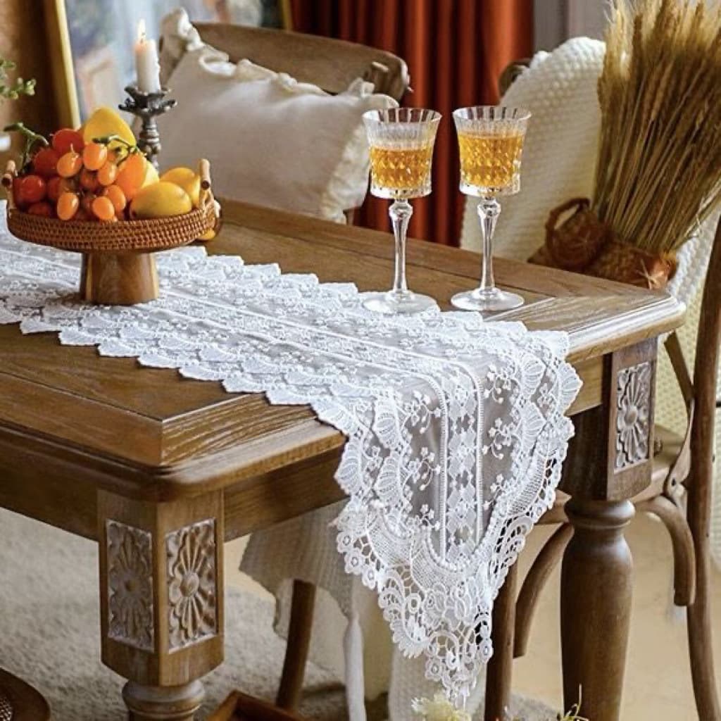 テーブルクロス センタークロス 繊細な花柄レース