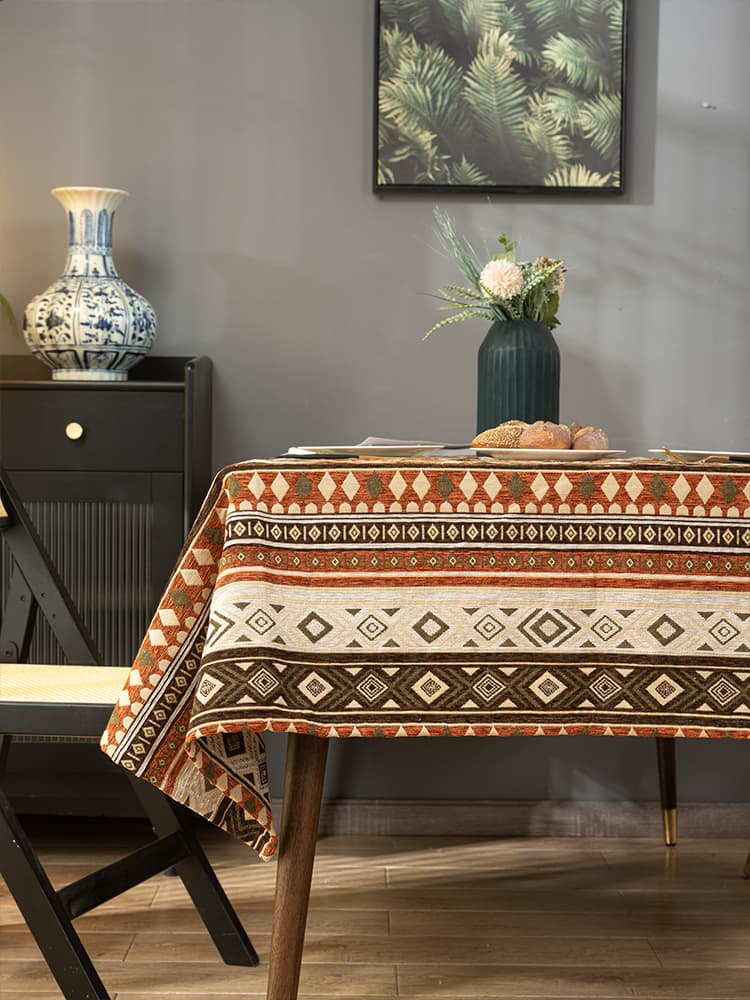テーブルクロス テーブルクロス 民族風幾何学模様リネンクロス