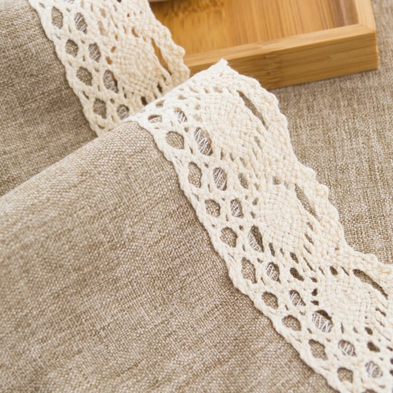 テーブルクロス リネン ナチュラル風合い レース縁取りテーブルクロス
