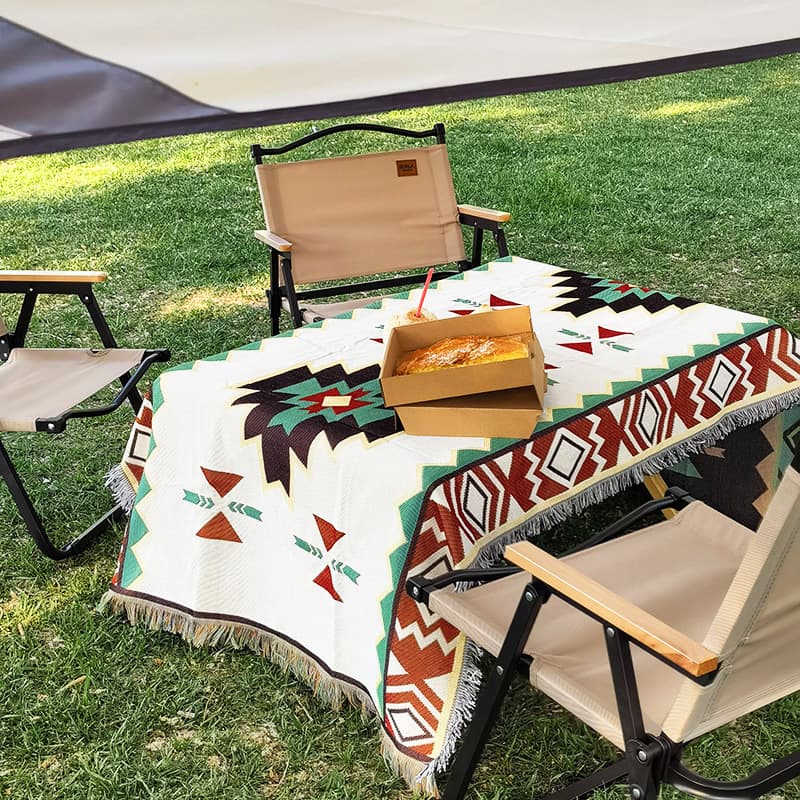 テーブルクロス 民族幾何学模様フリンジ付き多用途布