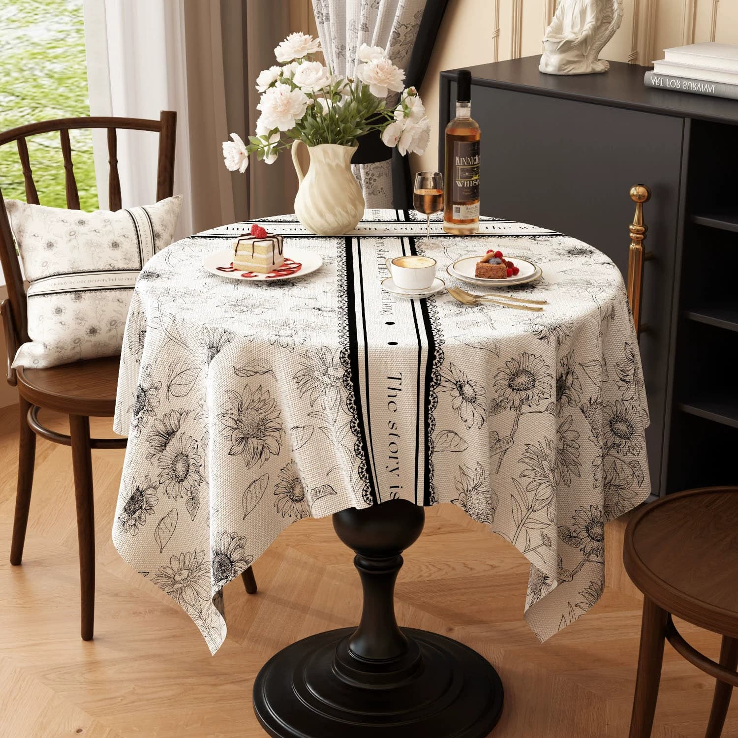 テーブルクロス 布 花柄刺繍入りクロス