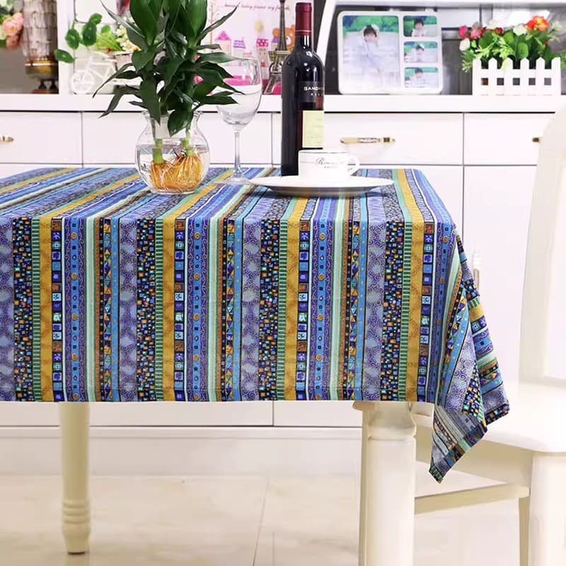 テーブルクロス 民族風縦縞模様のテーブルクロス布