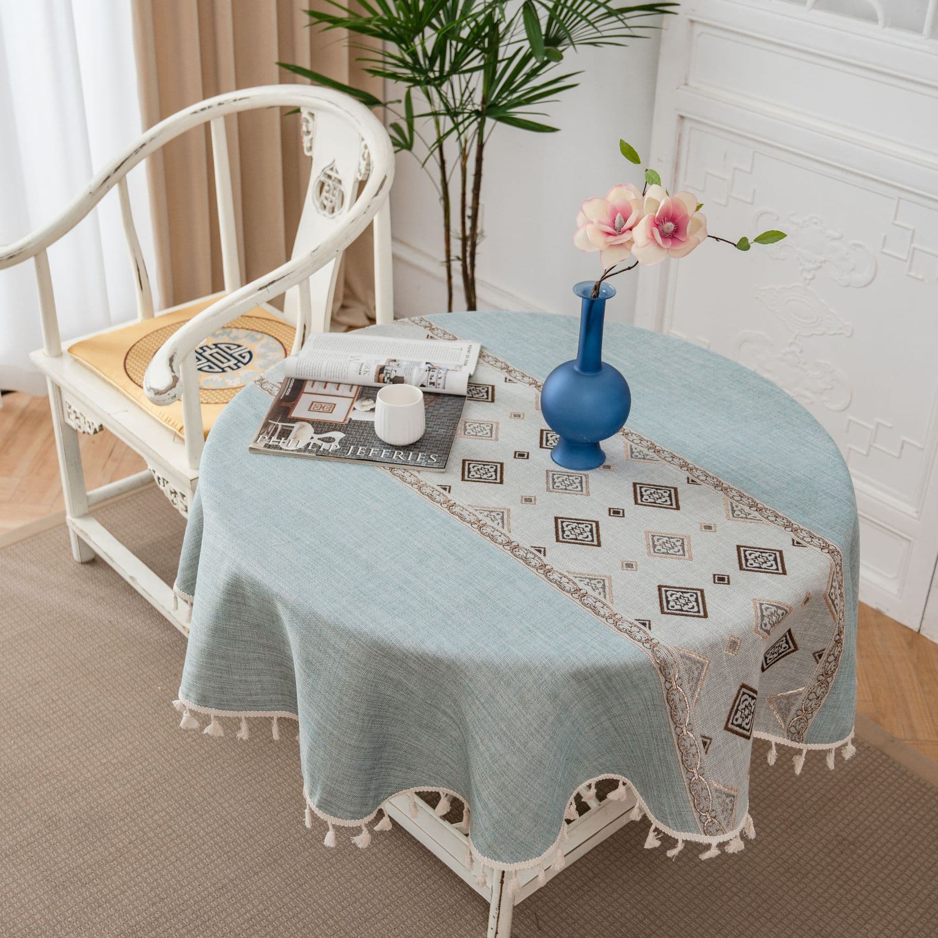 テーブルクロス タッセル付きテーブルクロス