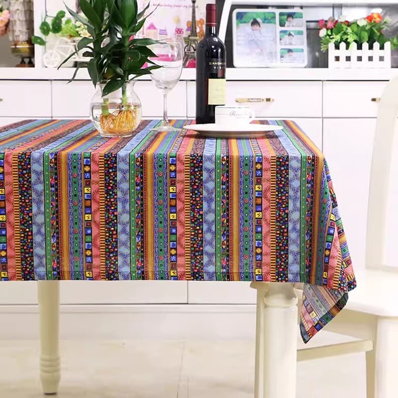 テーブルクロス 民族風縦縞模様のテーブルクロス布