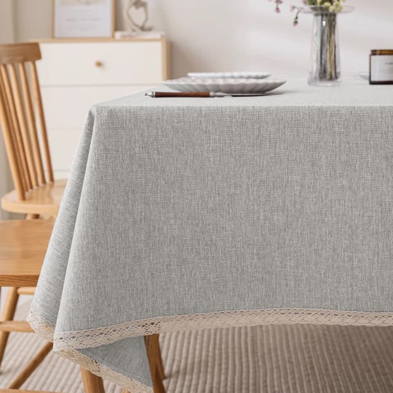 テーブルクロス リネン レース縁取りリネン テーブルクロス