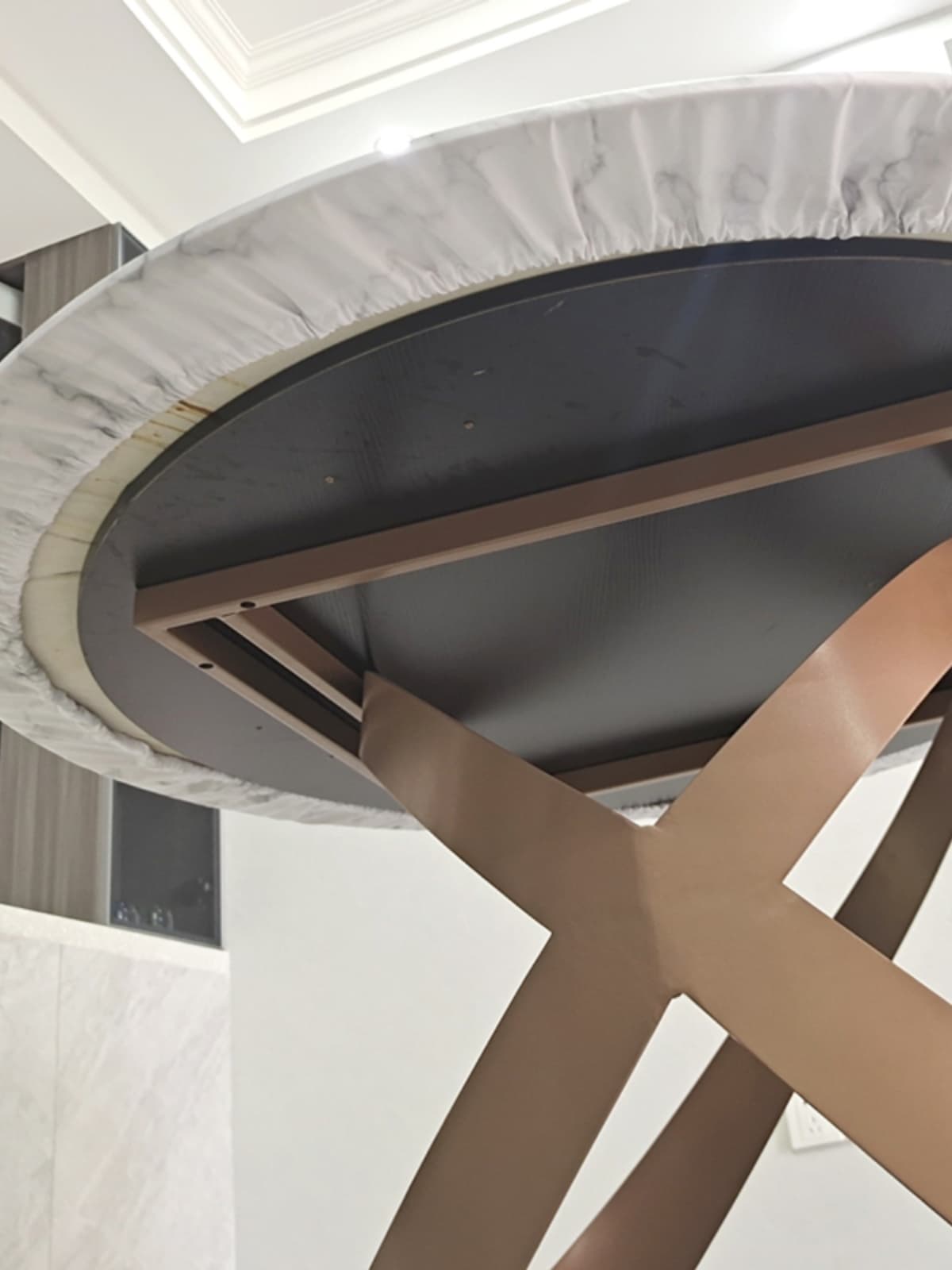 テーブルクロス 優雅な大理石風円卓マット