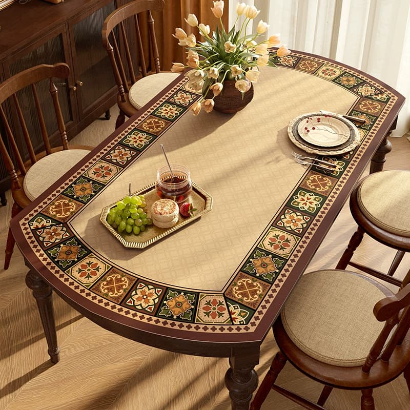 テーブルクロス ビニール 華麗な装飾模様 防水テーブルカバー