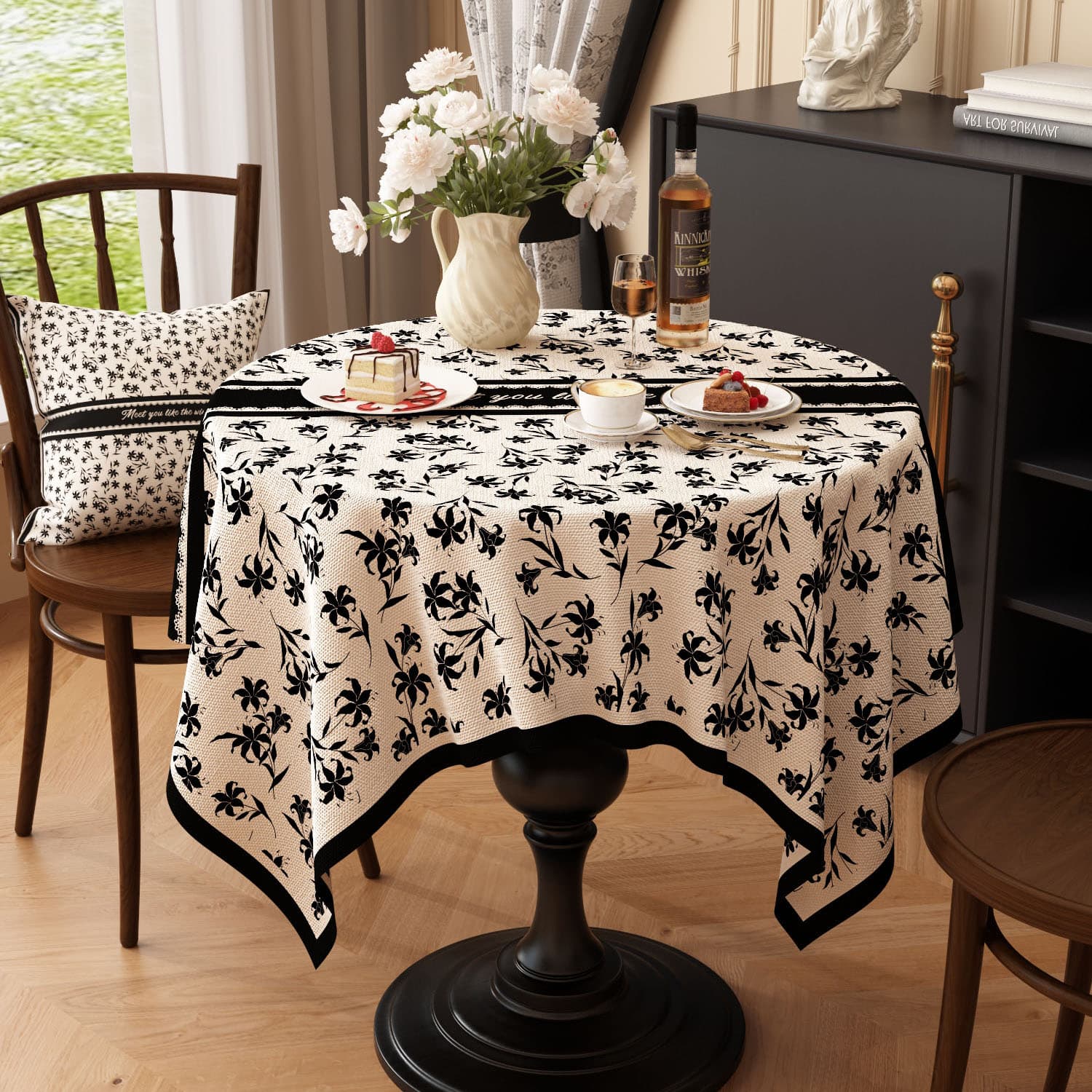 テーブルクロス 布 花柄刺繍入りクロス