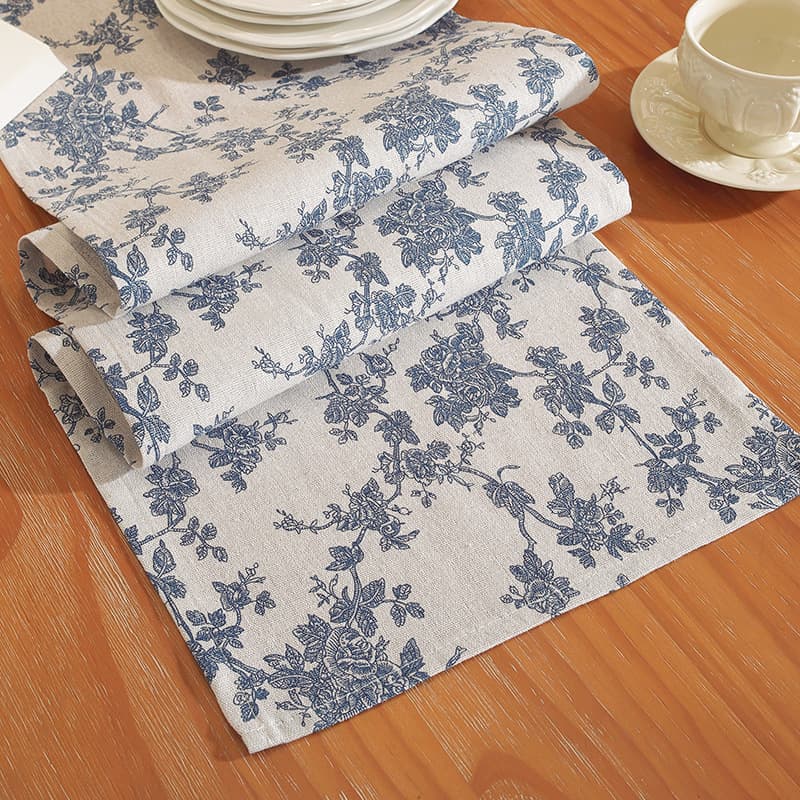 テーブルクロス 花柄刺繍レース縁取りセンタークロス