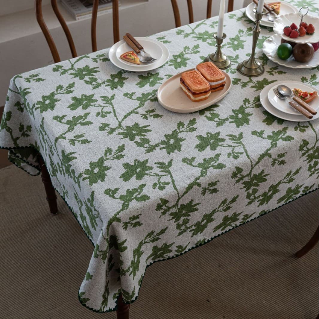 テーブルクロス 樫の葉模様の厚手ジャガード織りテーブルクロス用布