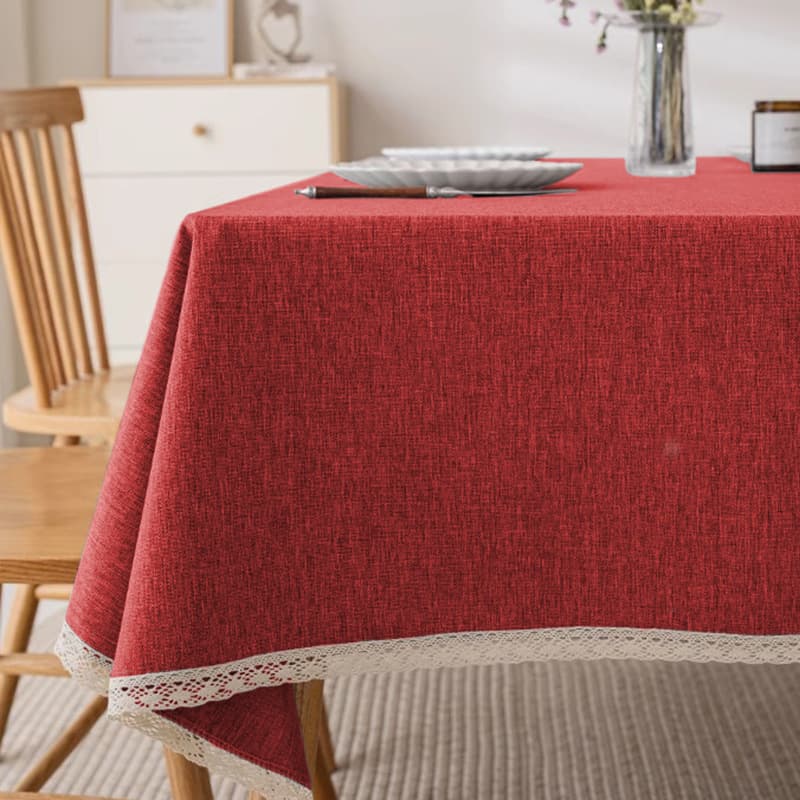 テーブルクロス リネン レース縁取りリネン テーブルクロス
