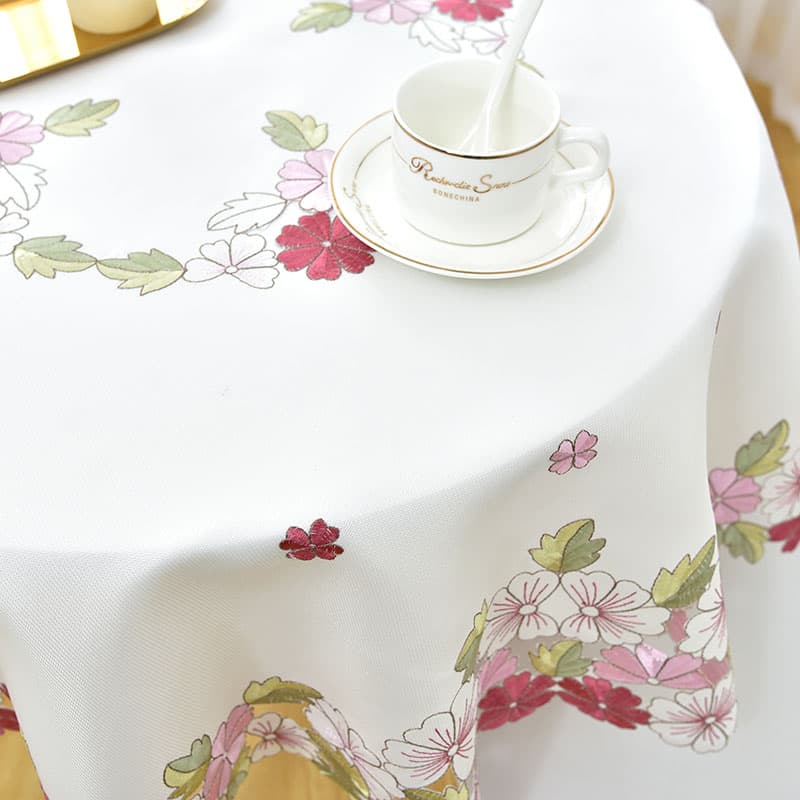 テーブルクロス 布 花刺繍デザインクロス