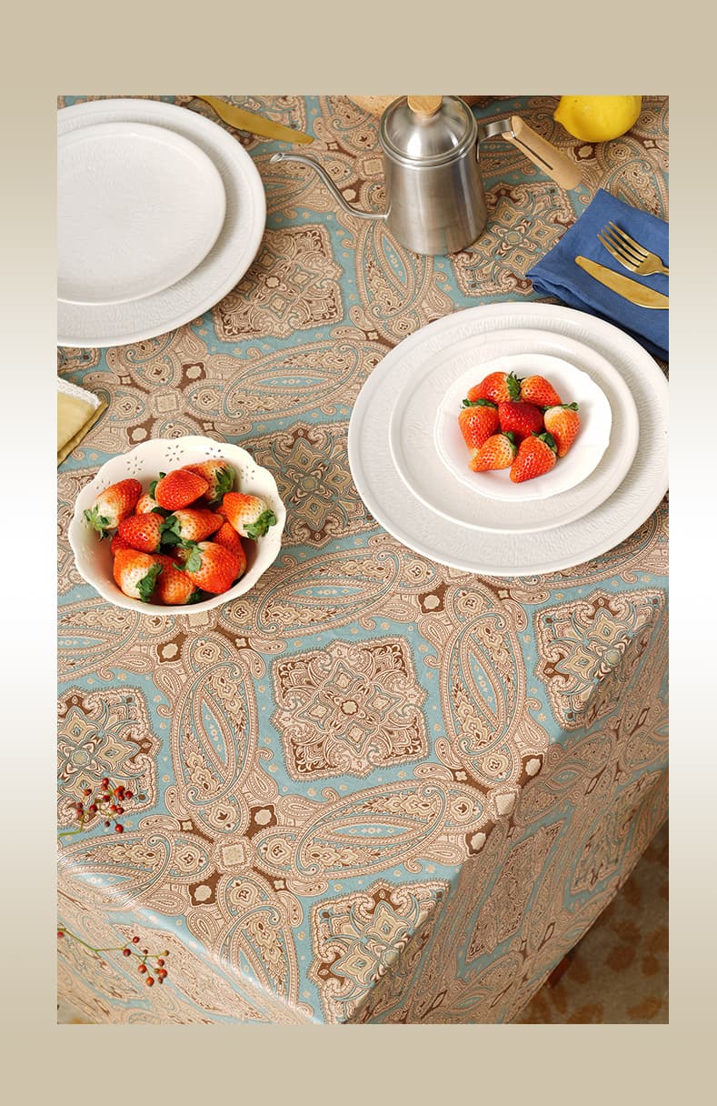 テーブルクロス ビニール ペイズリー模様のビニールクロス