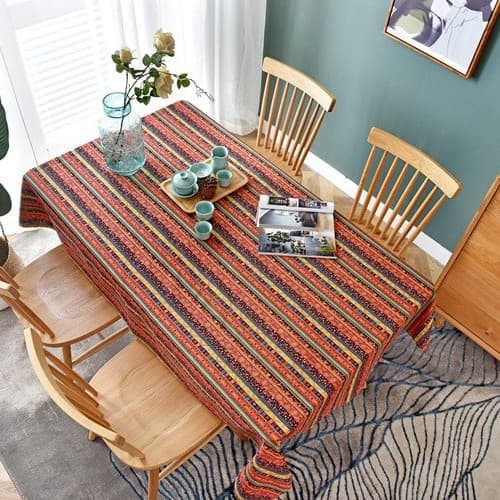 テーブルクロス 民族風縦縞模様のテーブルクロス布
