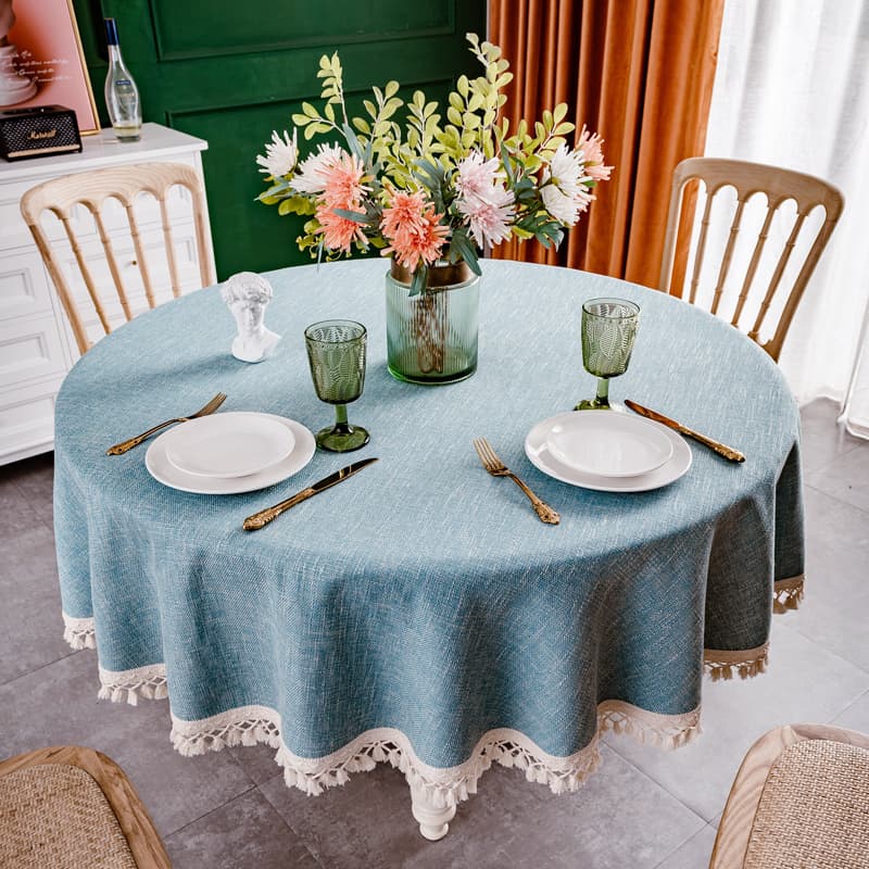 テーブルクロス リネン 上品なタッセル装飾テーブルクロス