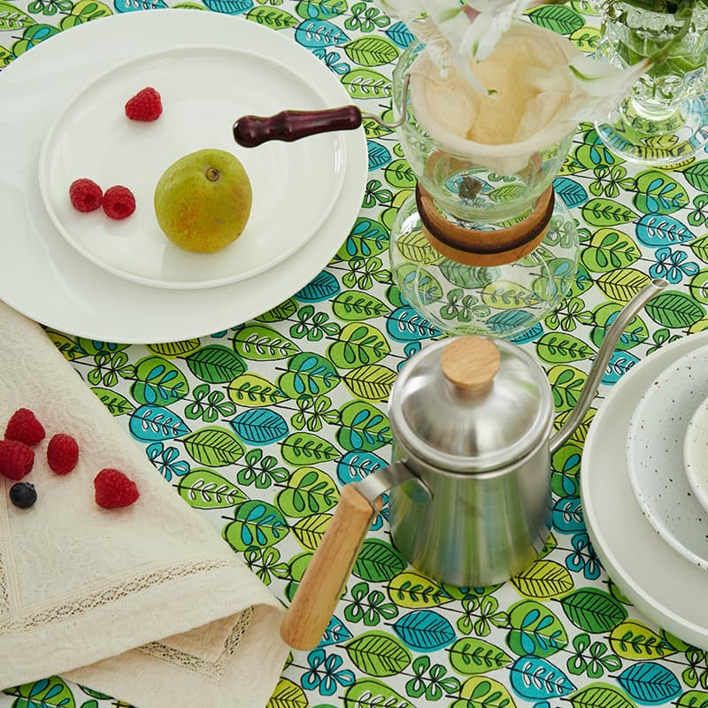 テーブルクロス ビニール 北欧風 葉っぱ模様 ビニールクロス