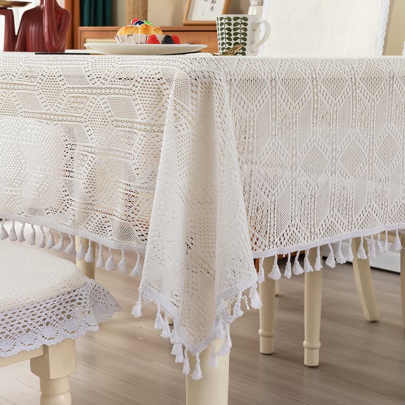 テーブルクロス 布 優雅な房飾りレースクロス