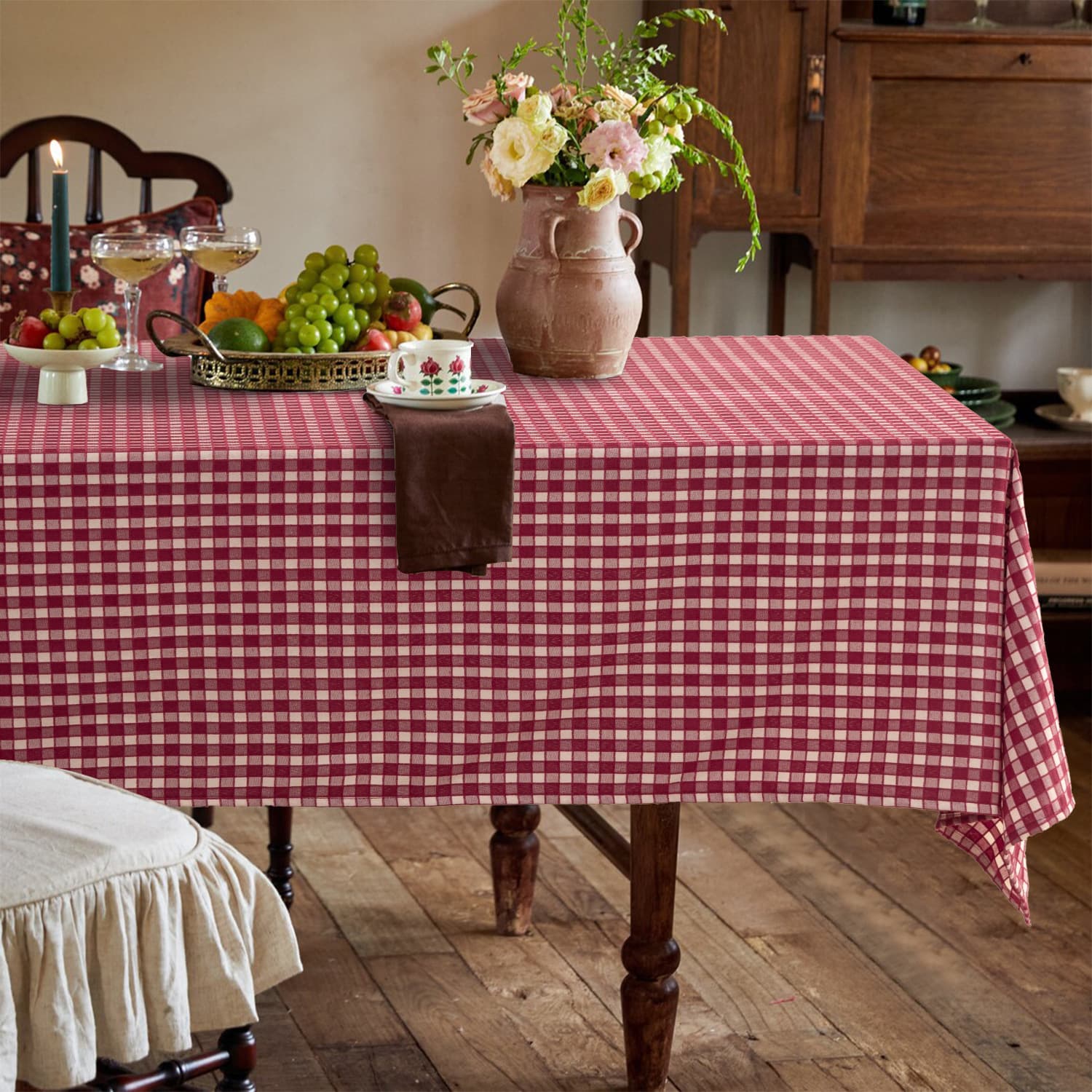 テーブルクロス 温もり感じる伝統格子柄テーブルクロス