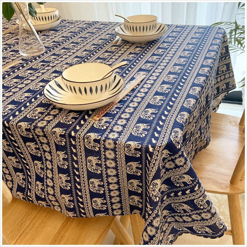 北欧風格子模様の防水テーブルクロス