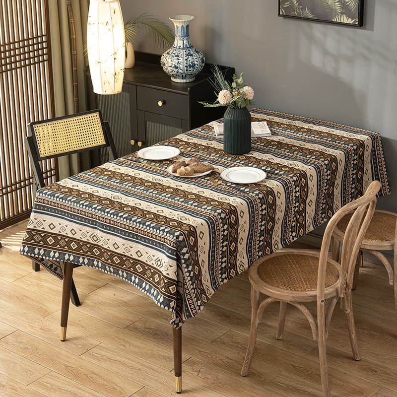 テーブルクロス テーブルクロス 民族風幾何学模様リネンクロス