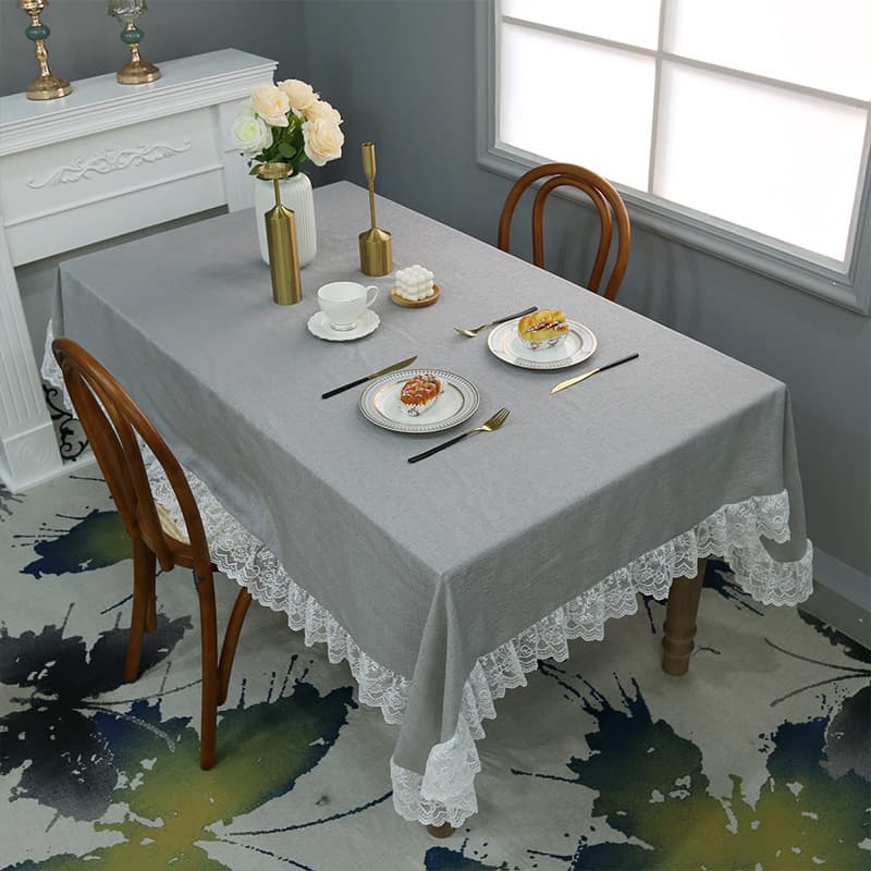 テーブルクロス 繊細な花柄レース縁取り上品テーブルクロス布