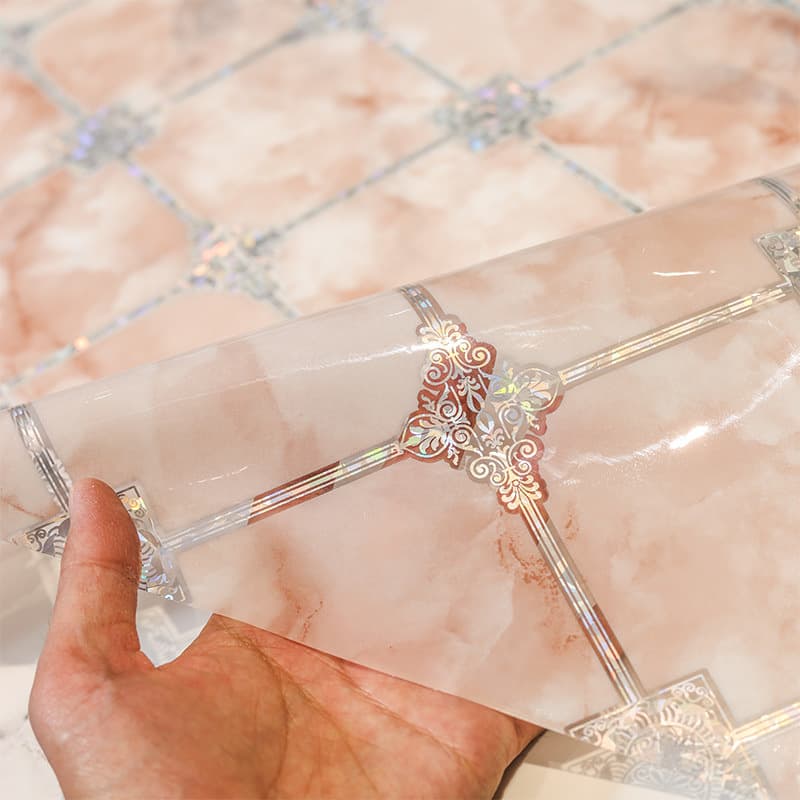 テーブルクロス 大理石風格子模様ビニールクロス