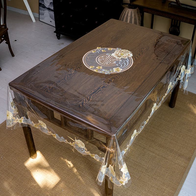 テーブルクロス ビニール 透明花縁ビニールテーブルクロス