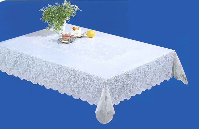 花柄チェック柄レーステーブルクロス白色上品
