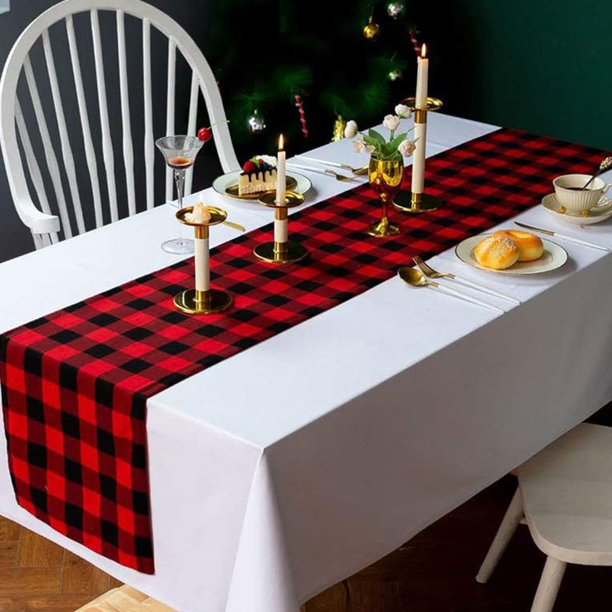 テーブルクロス センタークロス 自然派おしゃれなチェック柄