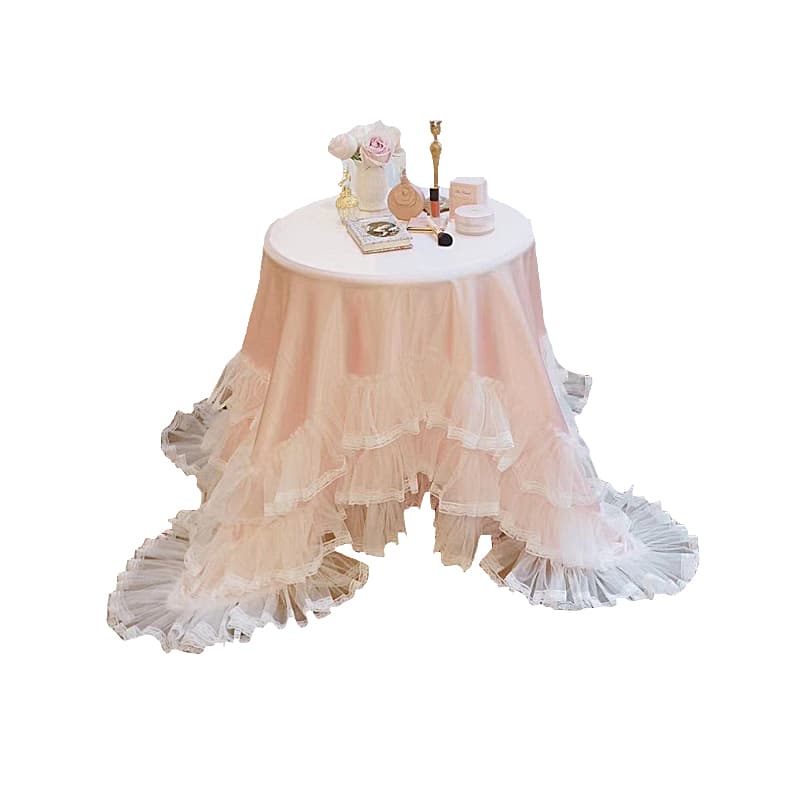 テーブルクロス 多段階層フリル装飾テーブルクロス