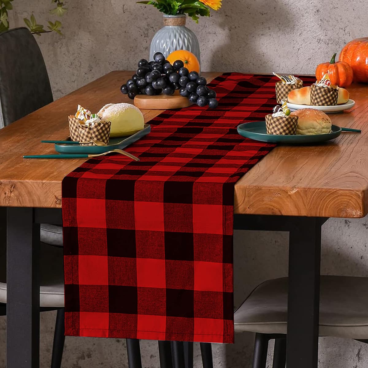 テーブルクロス センタークロス 自然派おしゃれなチェック柄