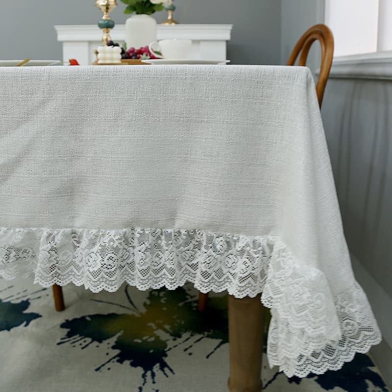 テーブルクロス 繊細な花柄レース縁取り上品テーブルクロス布