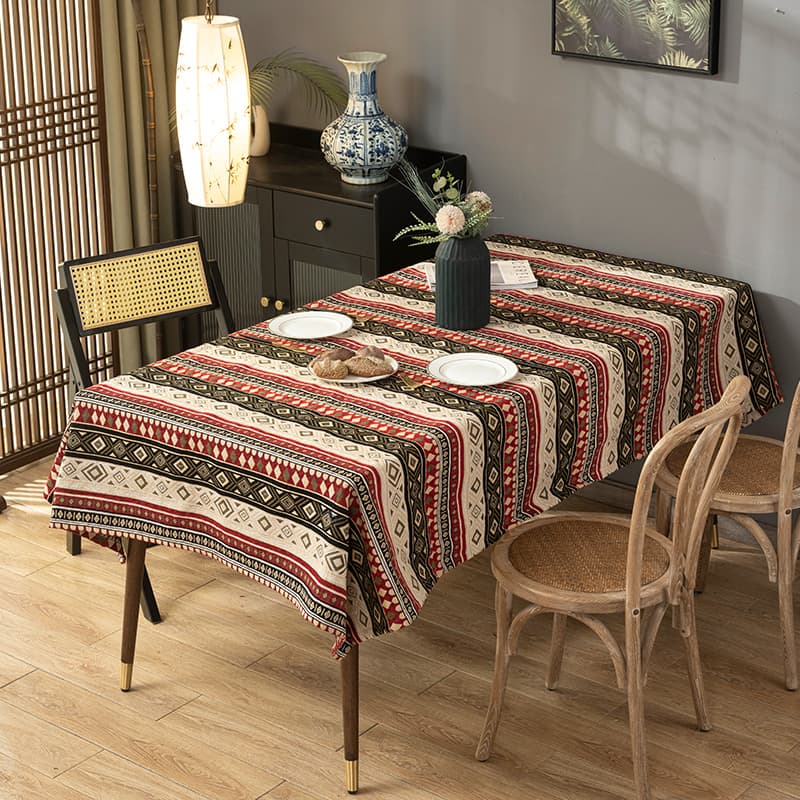テーブルクロス テーブルクロス 民族風幾何学模様リネンクロス