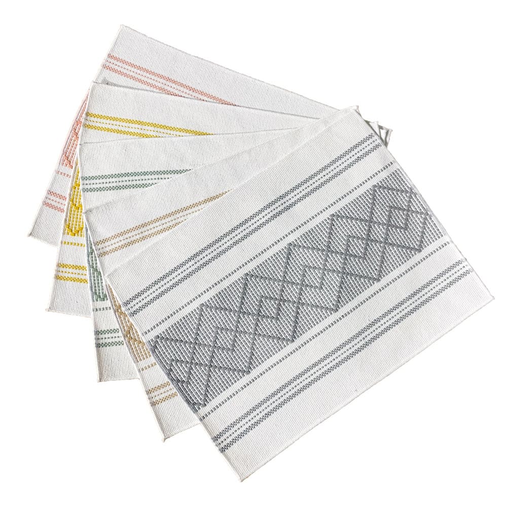 テーブルクロス リネン 幾何模様が織りなす手織りテーブルランナー