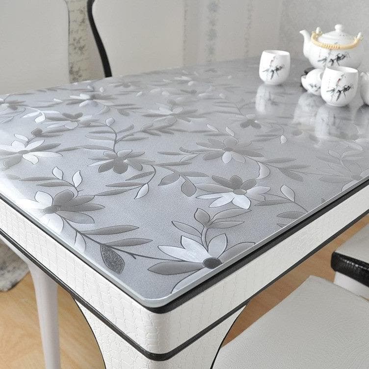 テーブルクロス 透明花柄レース模様ビニールテーブルクロス