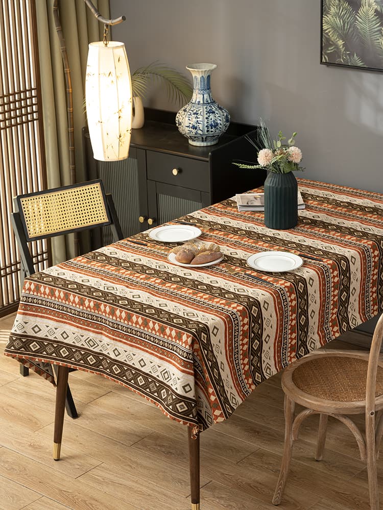 テーブルクロス テーブルクロス 民族風幾何学模様リネンクロス